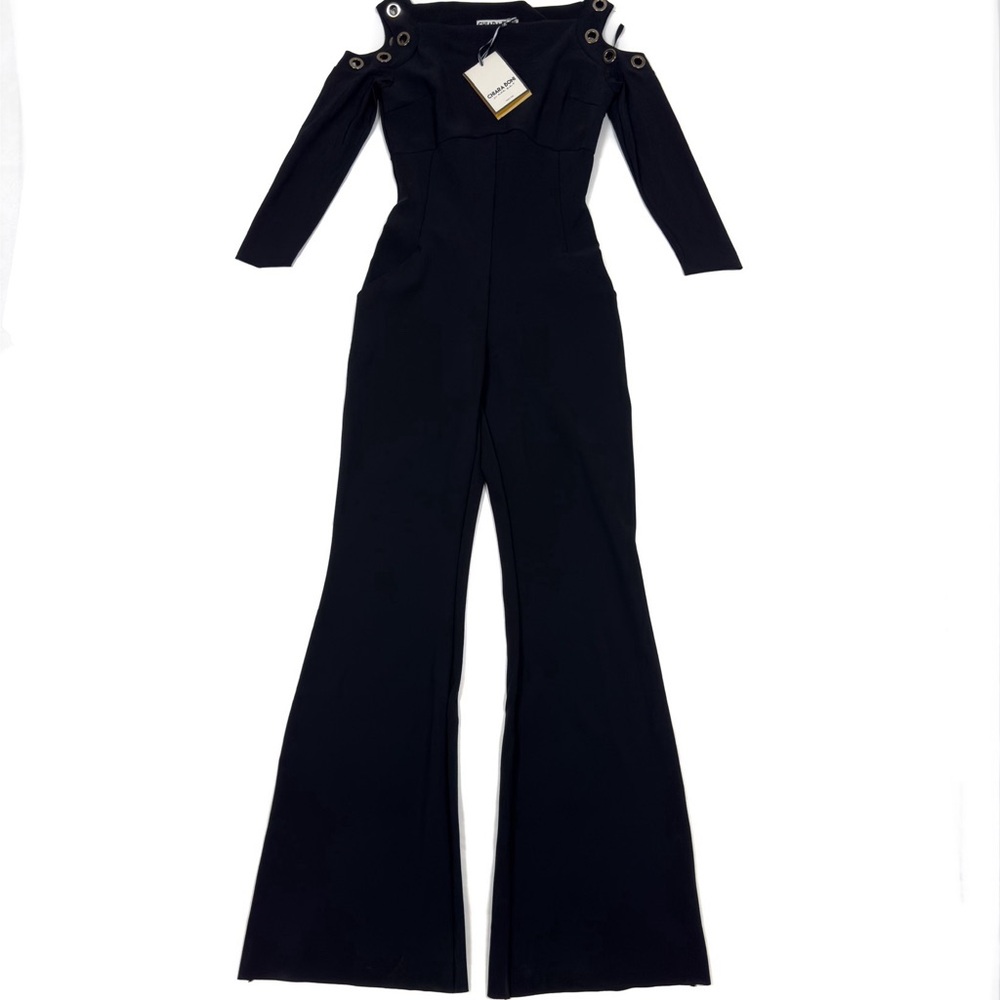 Chiara Bona La Petite Robe Maya Off The Shoulder Jumpsuit Size 40/US 4 Black NWD